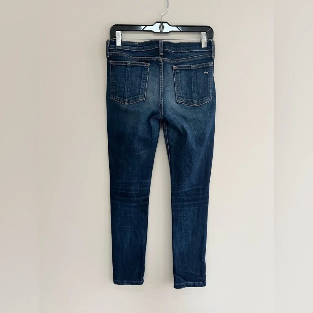 Rag & Bone Skinny Jeans in Kensington Dark Indigo Blue Wash, 28